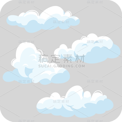 手绘白色几何卡通云朵元素