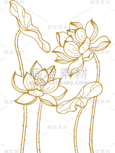 花卉元素线条古风贴纸