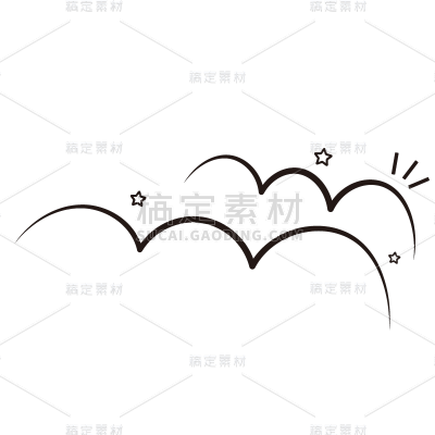 简笔画装饰元素贴纸-波浪线