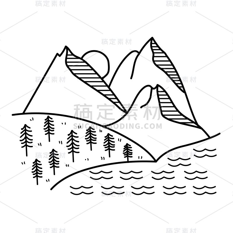 自然元素线稿贴纸-SVG7