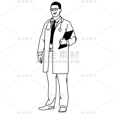 手绘-简笔画职业人物贴纸-医生