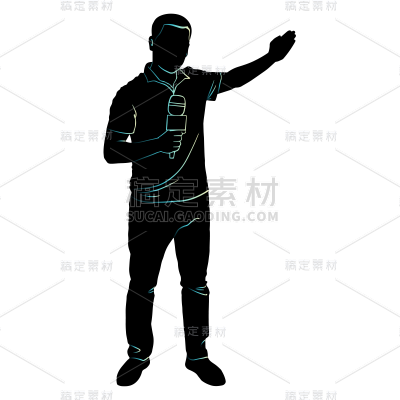 矢量-采访人物元素贴纸男主持-SVG