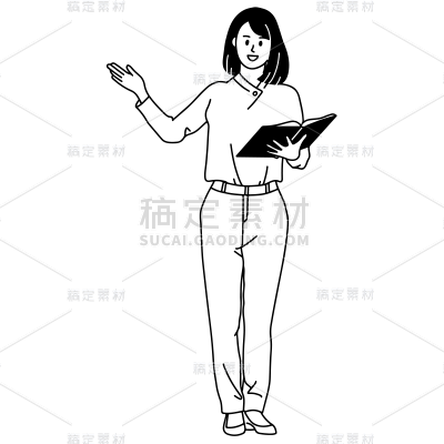 手绘-简笔画职业人物贴纸-教师