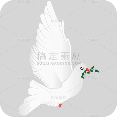 手绘-简约白鸽动物元素贴纸6