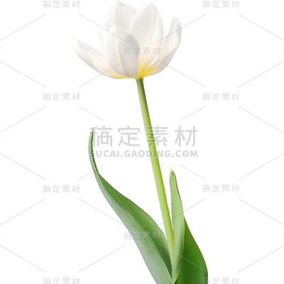 植物通用白色实景郁金香花朵元素素材