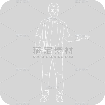 手绘粉笔画上课老师人物贴纸