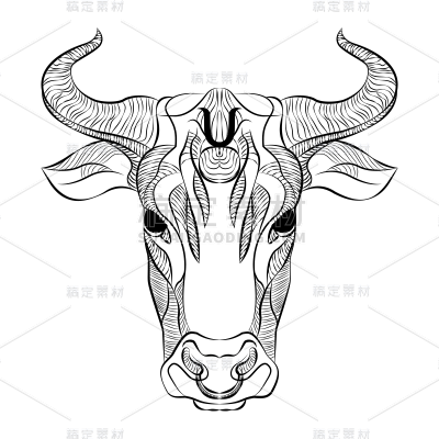 手绘线稿十二星座元素-SVG-金牛座