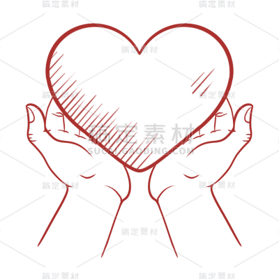手绘-公益爱心元素-手捧爱心
