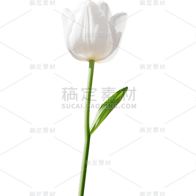 植物通用白色实景郁金香花朵元素素材