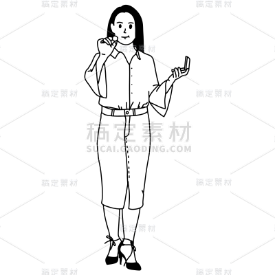 手绘-简笔画职业人物贴纸-化妆师