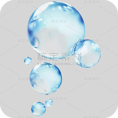 特效通用蓝色透明实景水珠泡泡元素素材