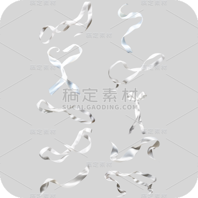 素材组合-白丝带贴纸