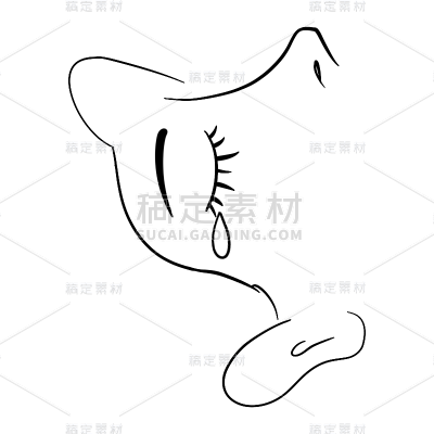 手绘人物侧脸伤心流泪简笔画