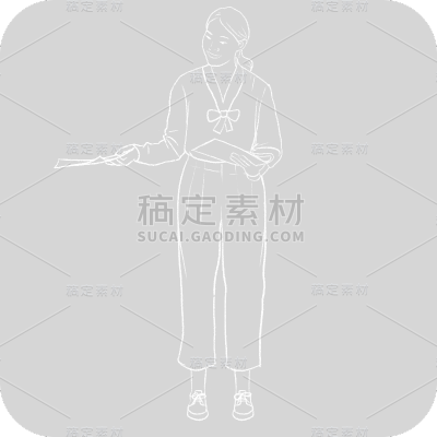 手绘粉笔画上课老师人物贴纸