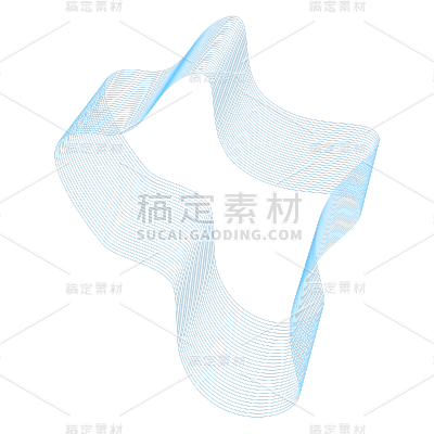 简约蓝色曲线线条元素
