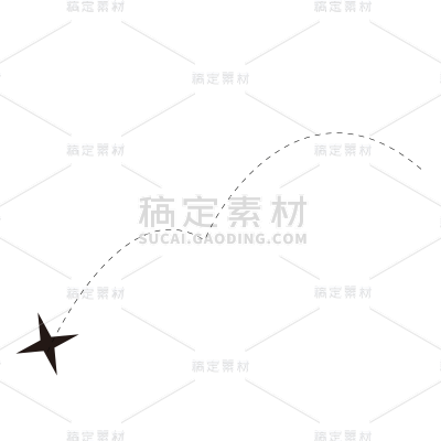 线性基础元素贴纸线星星虚线