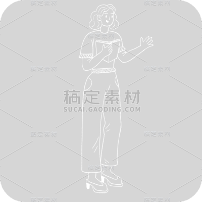 粉笔画上课美女老师人物贴纸1