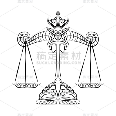 手绘线稿十二星座元素-SVG-天秤座