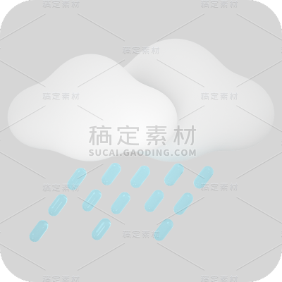 3D-天气元素贴纸-大雨