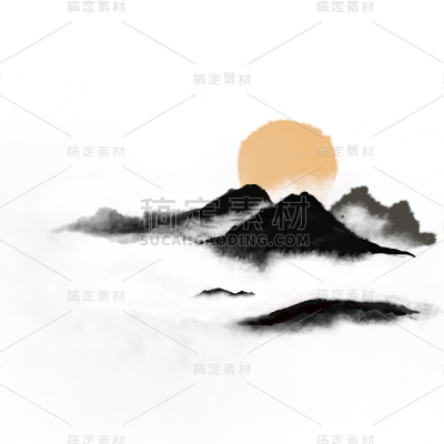 工笔画风-水墨风-山水元素