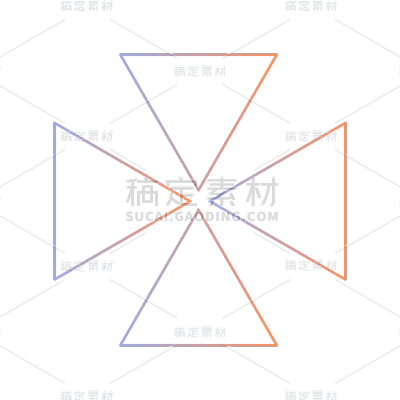 手绘-渐变平面线条-三角形