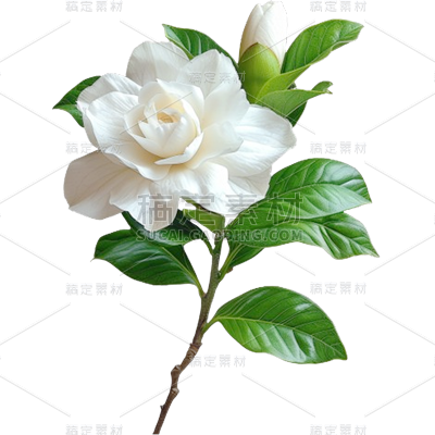 植物通用实景白色栀子花花朵元素素材