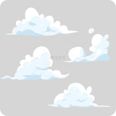 简约白色手绘几何卡通云朵元素