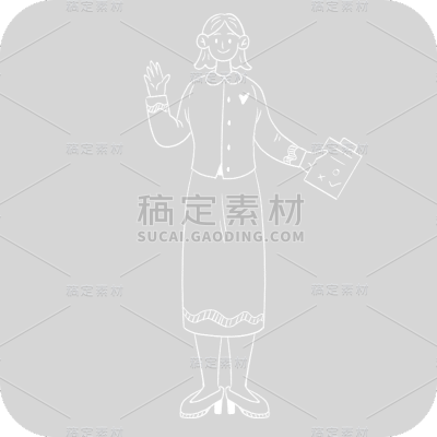 粉笔画上课美女老师人物贴纸2