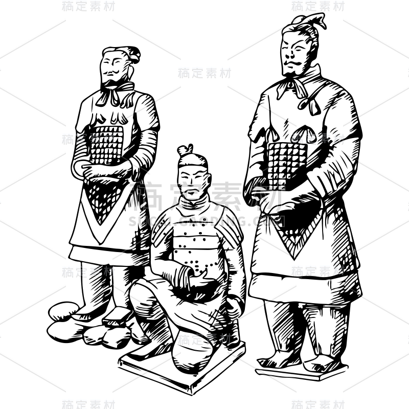 SVG-建筑元素素描贴纸-兵马俑