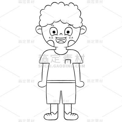 手绘-线稿简笔画孩童元素贴纸