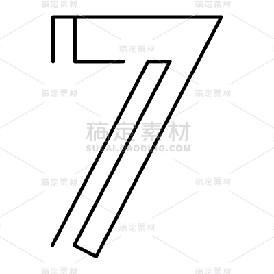 手绘-双线条数字贴纸-7