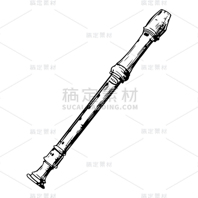 乐器元素素描贴纸-SVG-竖笛