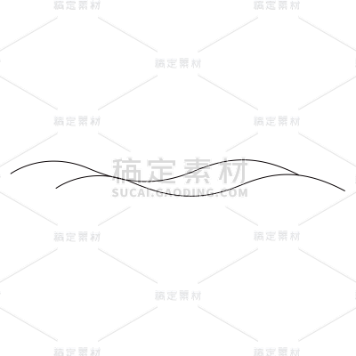 简约线条小红书素材贴纸双波浪