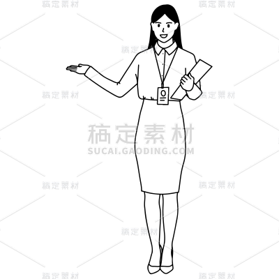 手绘-简笔画职业人物贴纸-销售