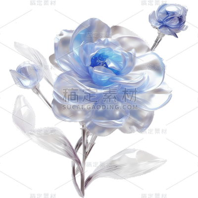 通用3D立体透明彩色花束花朵元素贴纸