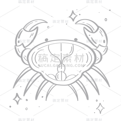 手绘-十二星座天文元素贴纸-巨蟹座