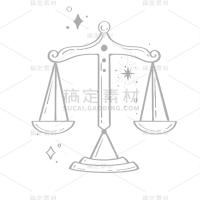 手绘-十二星座天文元素贴纸-天秤座
