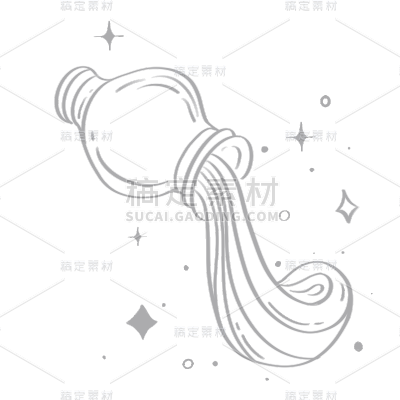 手绘-十二星座天文元素贴纸-水瓶座
