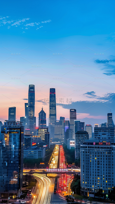 建筑系列通用中景城市夜景竖版背景