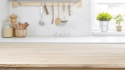家居系列-木方桌餐桌厨房背景图片