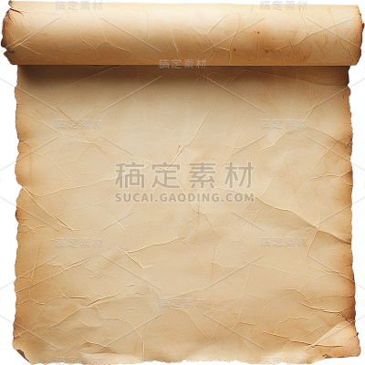 中国风通用实景黄色纸卷轴元素素材