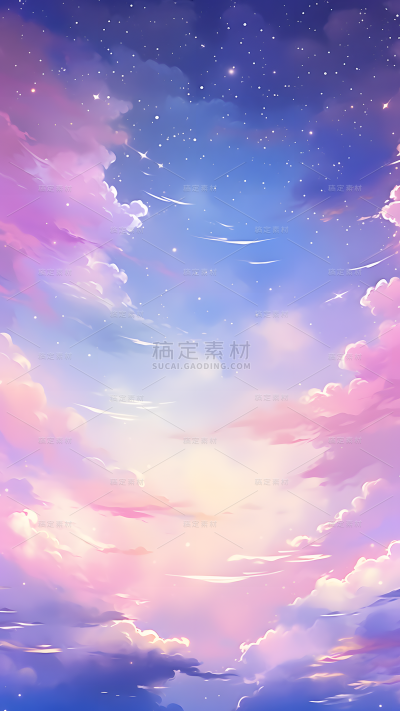 通用插画梦幻感云彩天空风景场景背景图片