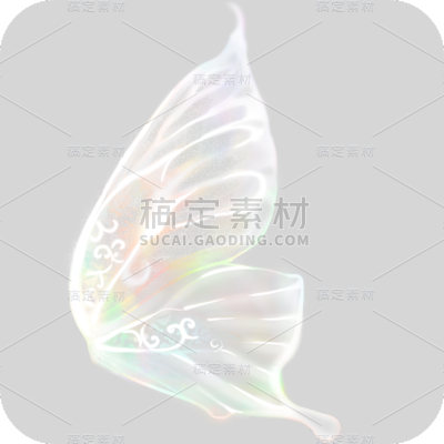 装饰通用炫彩透明单边蝴蝶翅膀元素素材