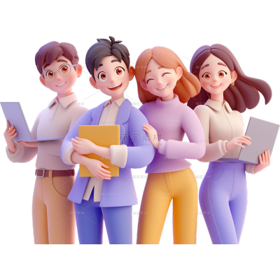 人物系列-通用-3D皮克斯团队人员组合人物贴纸 
