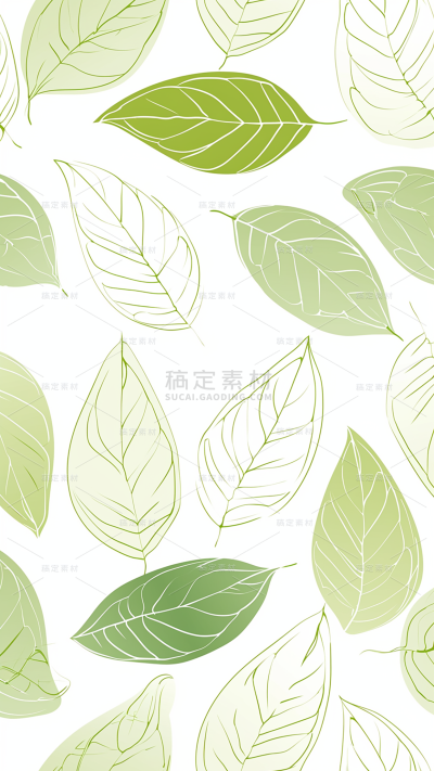 植物通用插画平铺树叶背景场景图片素材