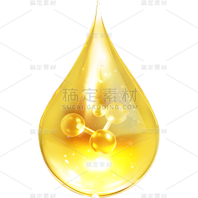 特效通用金色水滴状组合精华分子元素素材