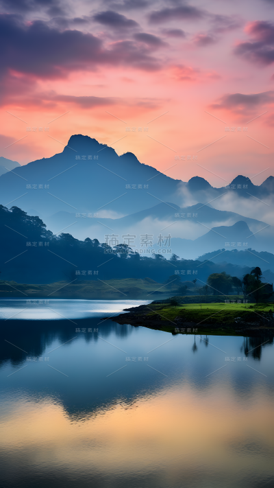 通用唯美自然山川湖水风景背景