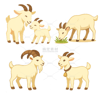 动物系列卡通山羊动物插画元素（td）