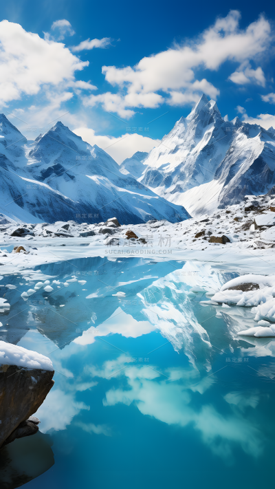 通用唯美自然山川湖水雪山冰川风景背景