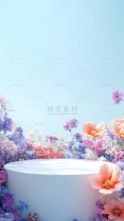 背景系列紫色粉色清新花卉展台背景